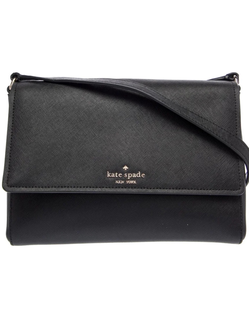 kate spade Black Saffiano Leather Crossbody Shoulder Bag. NWT